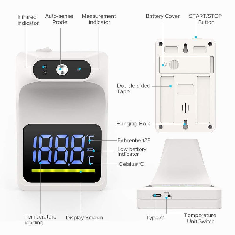 UVClean Health Wall Mount Thermometer Best UVC Sanitizer Sterilizer PPE UV-C Kills Germs Viruses Bacteria Mold